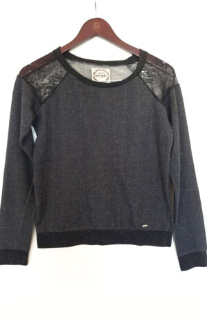 Pull Gris dentelle aux paules